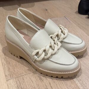 Dolce Vita Cream Leather Chain-Trim Chunky Loafers